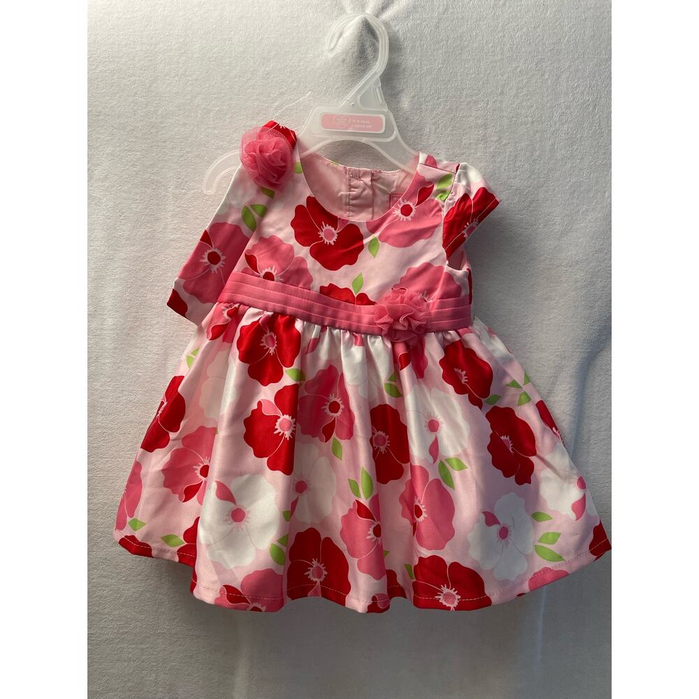 Children’s Place flowing silky floral pink red 6-9 months New with tag headband